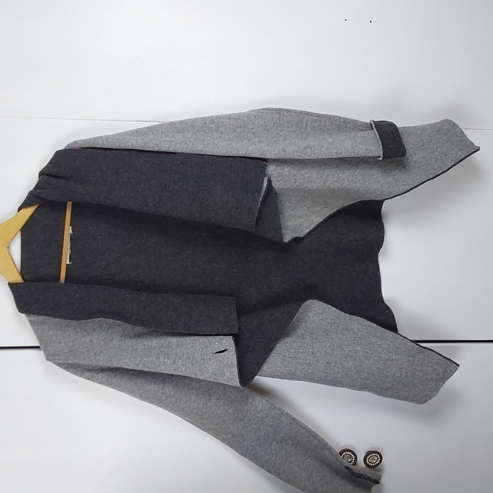 Chiaramente Italy Womens Black/ Gray Wool 1 Button Warm Neutral Cardigan Sz.L